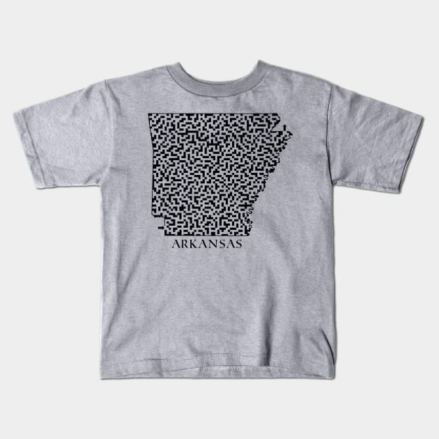 Arkansas State Outline Maze & Labyrinth Kids T-Shirt by gorff